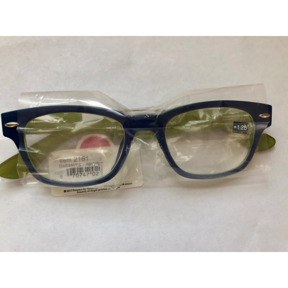 New‎ Peepers Reading Glasses Bellissima Navy Green +1.25